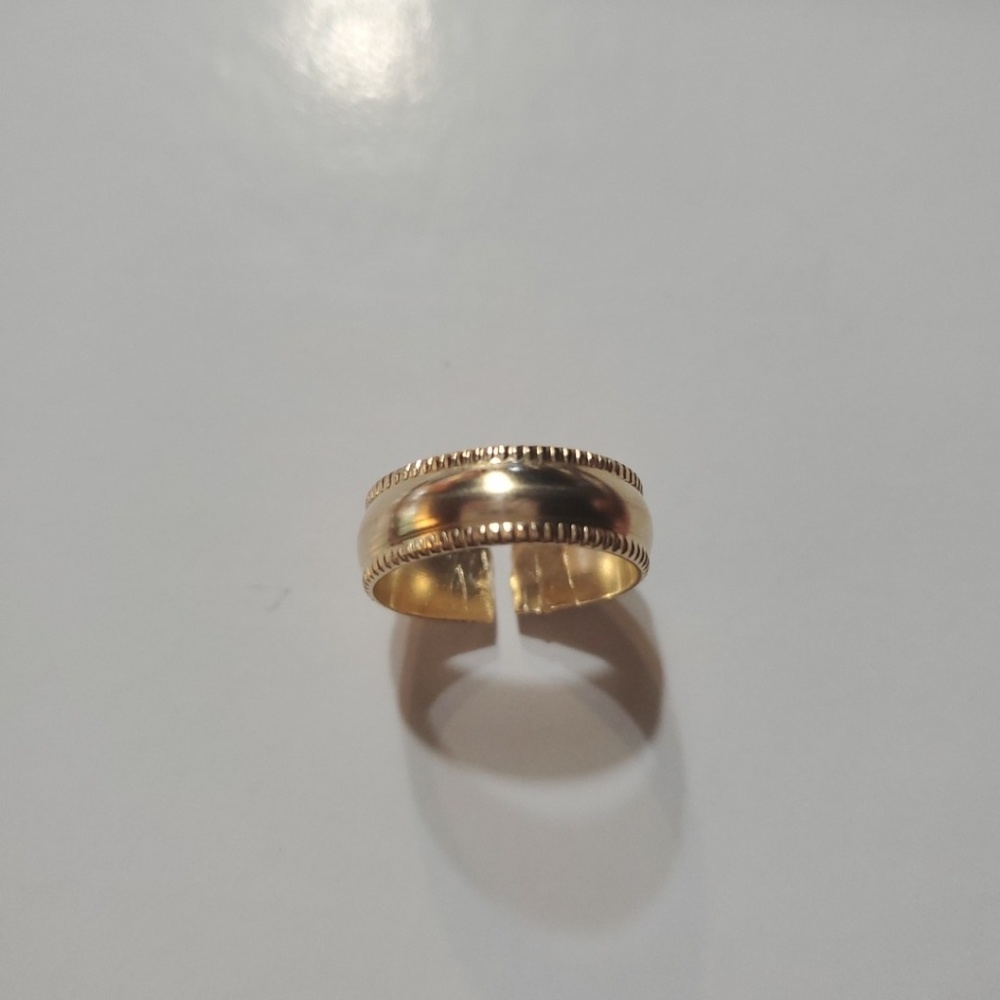Gold toe ring 6mm wide thick adjustable 14k gold f
